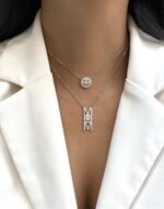 ⁦שרשרת סמיילי שיבוץ כסף⁩ – תמונה ⁦2⁩